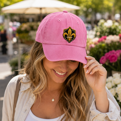 Fleur De Lis Crest Embroidered Washed Cap - Washed Cap - alternate angle