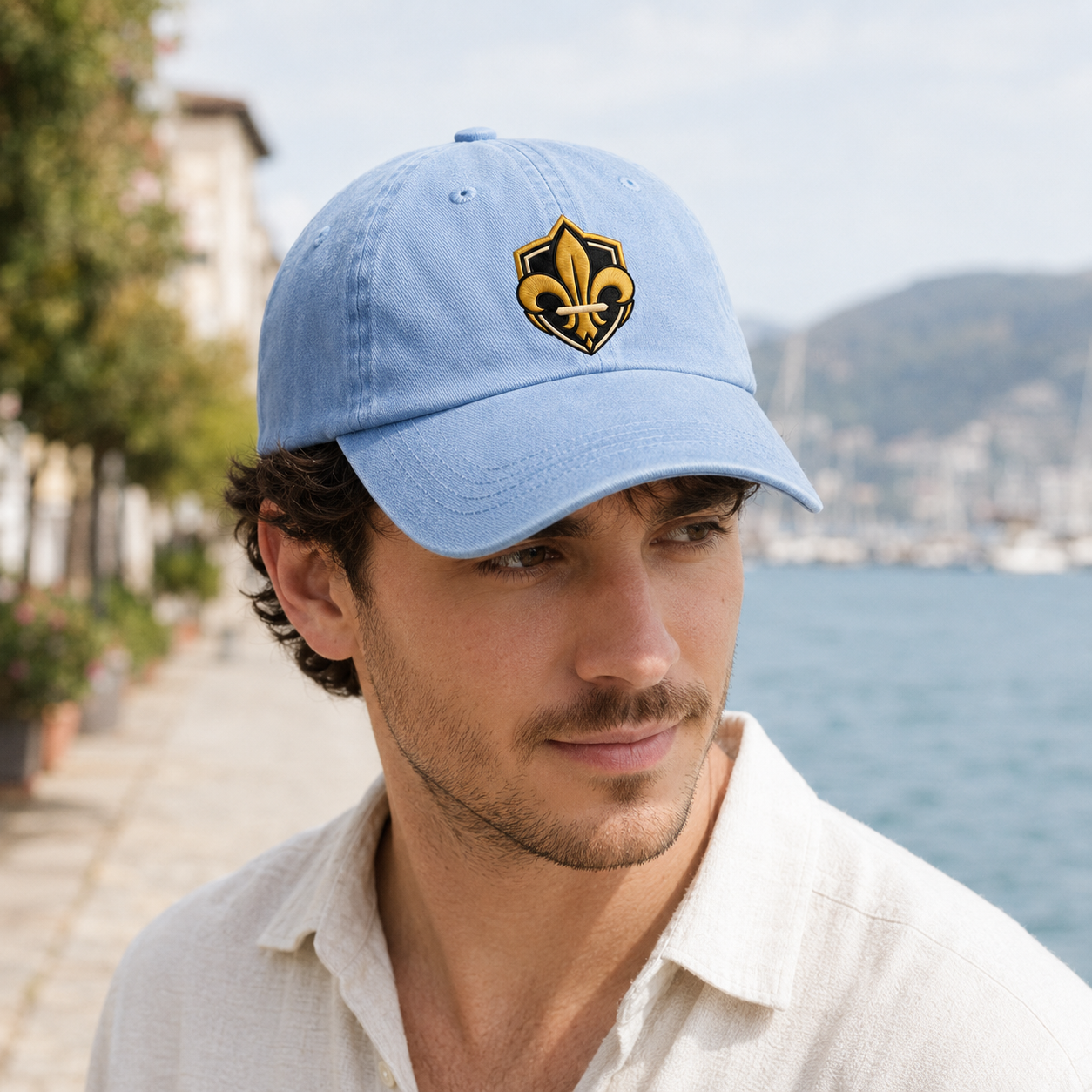 Fleur De Lis Crest Embroidered Washed Cap - Washed Cap - lifestyle