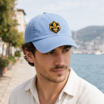 Fleur De Lis Crest Embroidered Washed Cap - Washed Cap - lifestyle