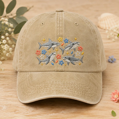 Floral Shark Washed Cap - washed cap - lifestyle