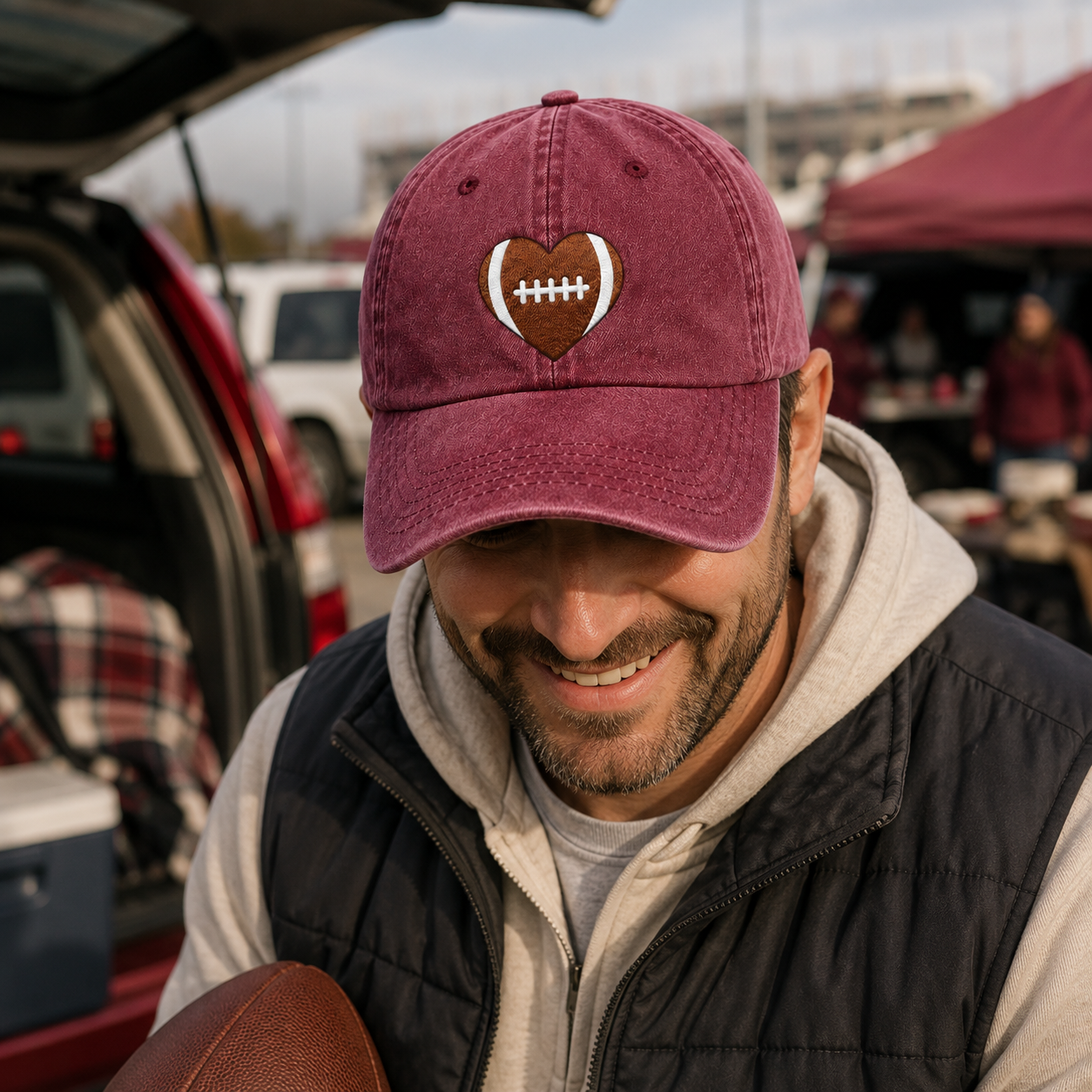 Football Heart Washed Cap - Washed Cap - lifestyle