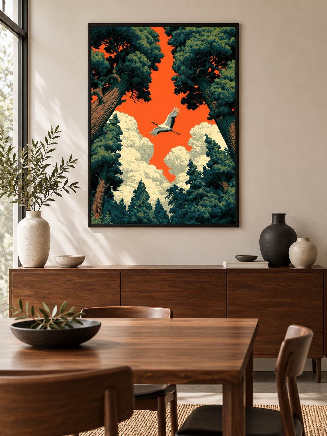 Forest Canopy Sunset Wall Art - Wall Art Decor - alternate angle - forest canopy sunset art, orange sky wall art