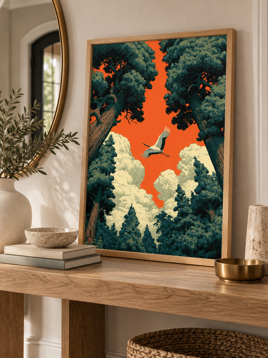 Forest Canopy Sunset Wall Art - Wall Art Decor - packaging - forest canopy sunset art, orange sky wall art