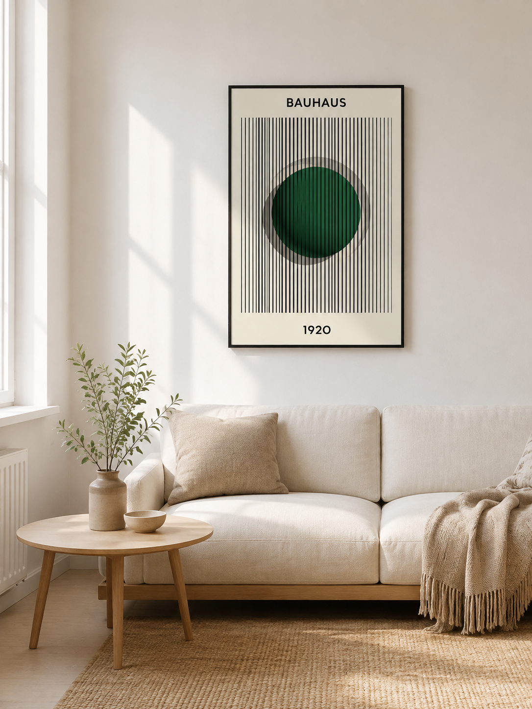 Forest Green Bauhaus Poster - Wall Art Decor - detail view - forest green bauhaus poster, green geometric wall art