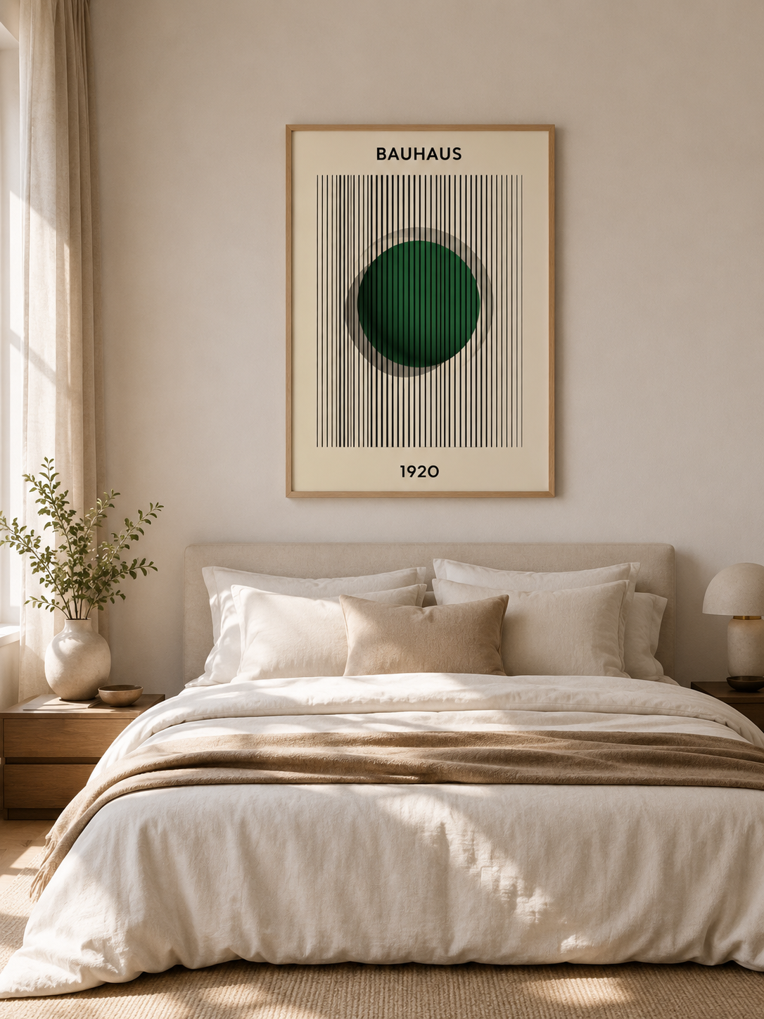 Forest Green Bauhaus Poster - Wall Art Decor - lifestyle shot - forest green bauhaus poster, green geometric wall art