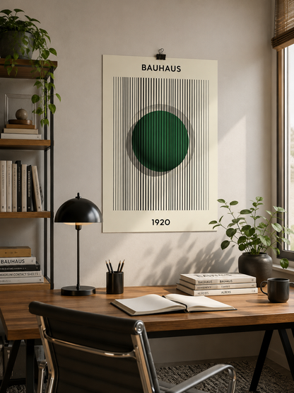Forest Green Bauhaus Poster - Wall Art Decor - alternate angle - forest green bauhaus poster, green geometric wall art