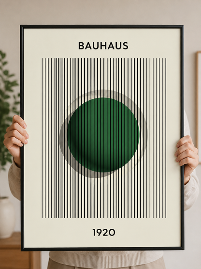 Forest Green Bauhaus Poster - Wall Art Decor - packaging - forest green bauhaus poster, green geometric wall art