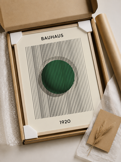 Forest Green Bauhaus Poster - Wall Art Decor - detail view - forest green bauhaus poster, green geometric wall art