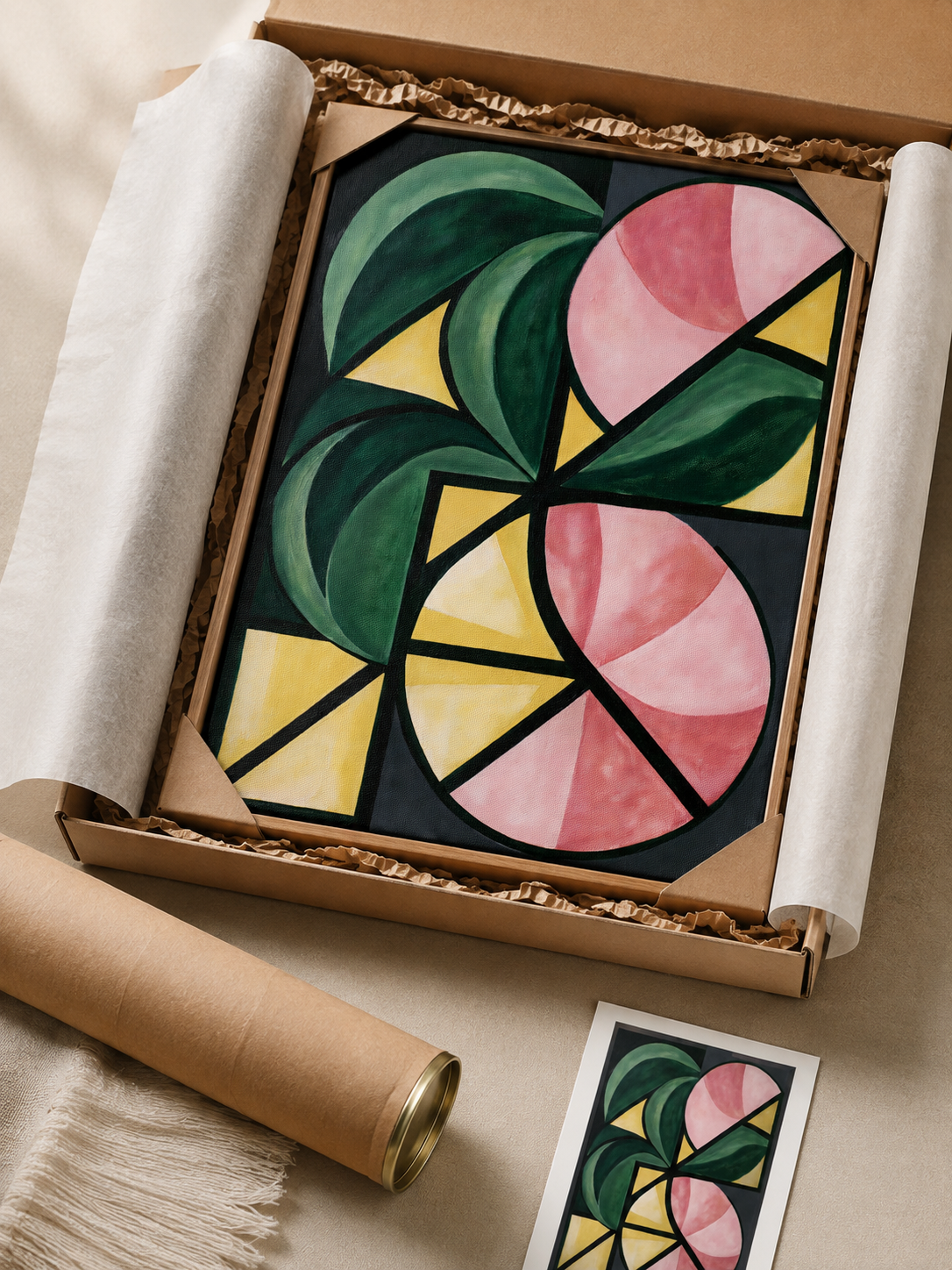 Forest Green Geometric Wall Art - Wall Art Decor - alternate angle