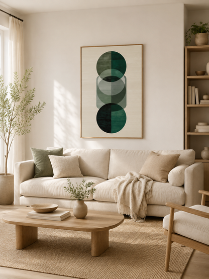 Forest Green Geometric Wall Art - Wall Art Decor - detail view - forest green geometric wall art, green abstract art print