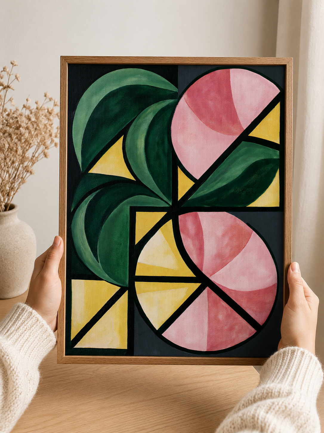 Forest Green Geometric Wall Art - Wall Art Decor - alternate angle