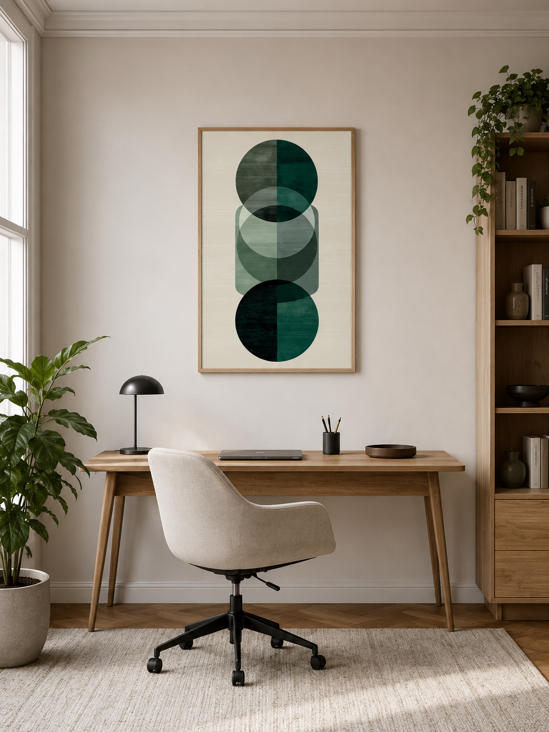 Forest Green Geometric Wall Art - Wall Art Decor - packaging - forest green geometric wall art, green abstract art print
