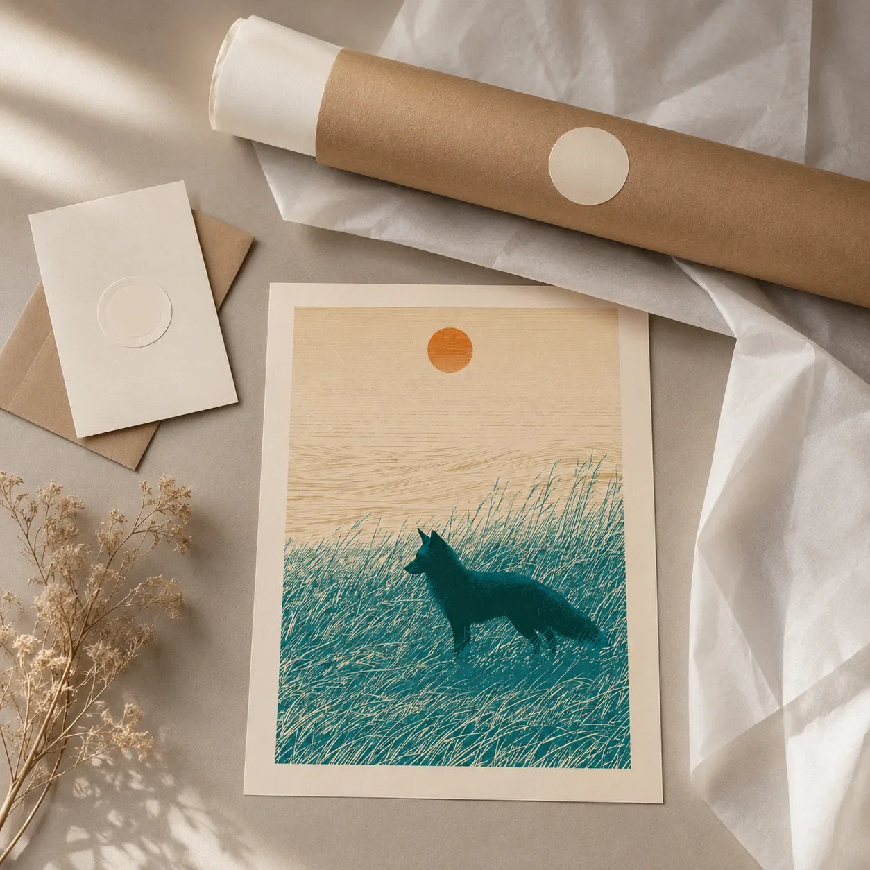 Fox at Sunset Wall Art Decor - Wall Art Decor - back view