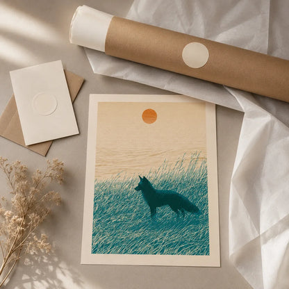 Fox at Sunset Wall Art Decor - Wall Art Decor - back view