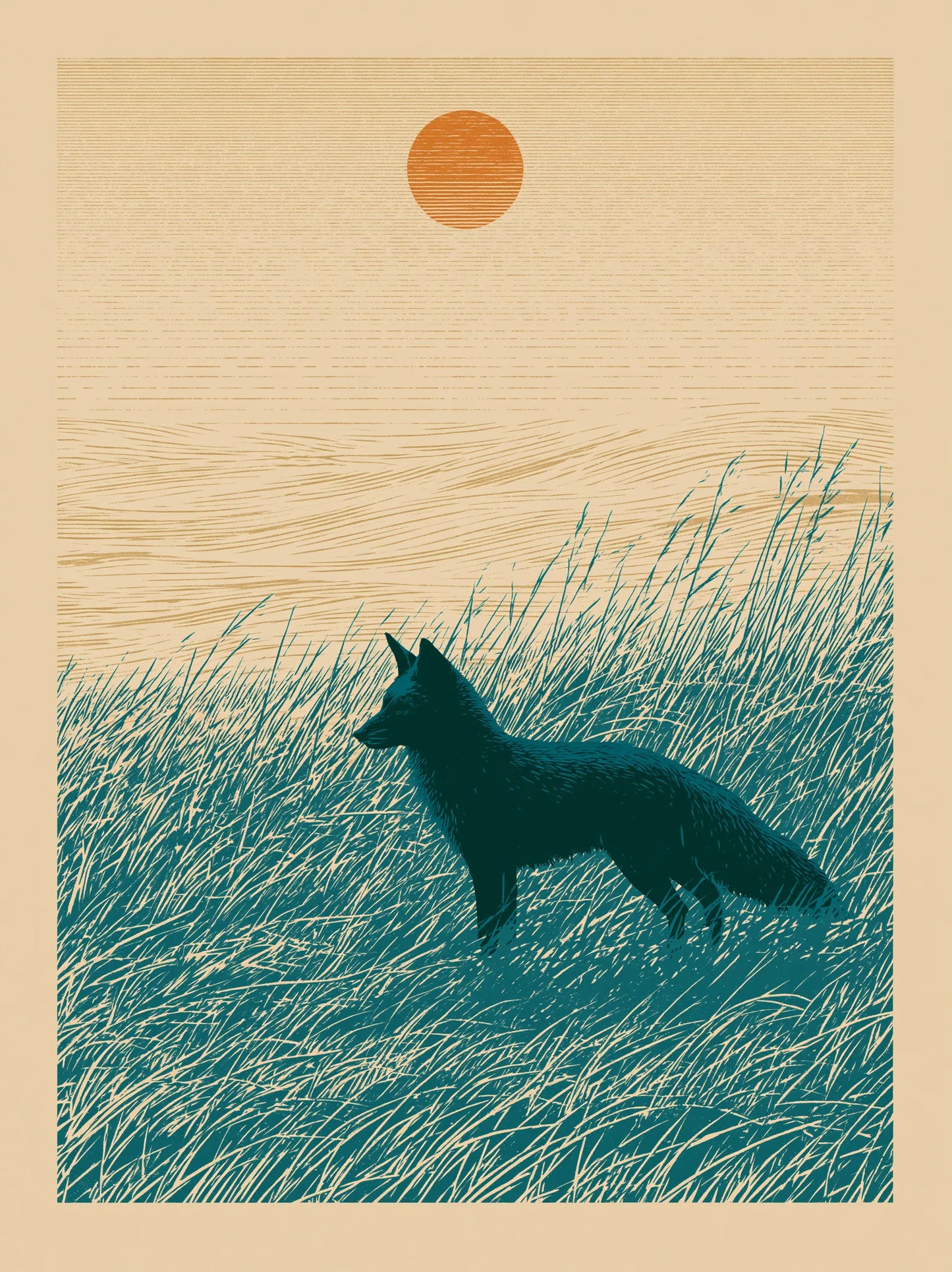 Fox at Sunset Wall Art Decor - Wall Art Decor - front view