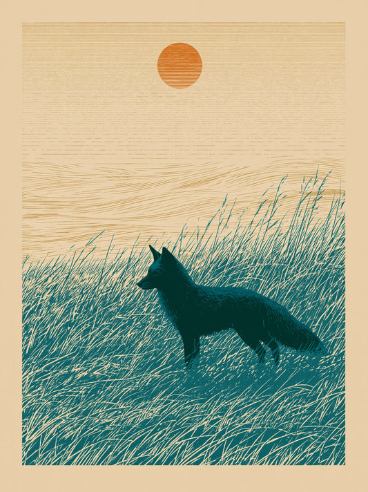 Fox at Sunset Wall Art Decor - Wall Art Decor - front view