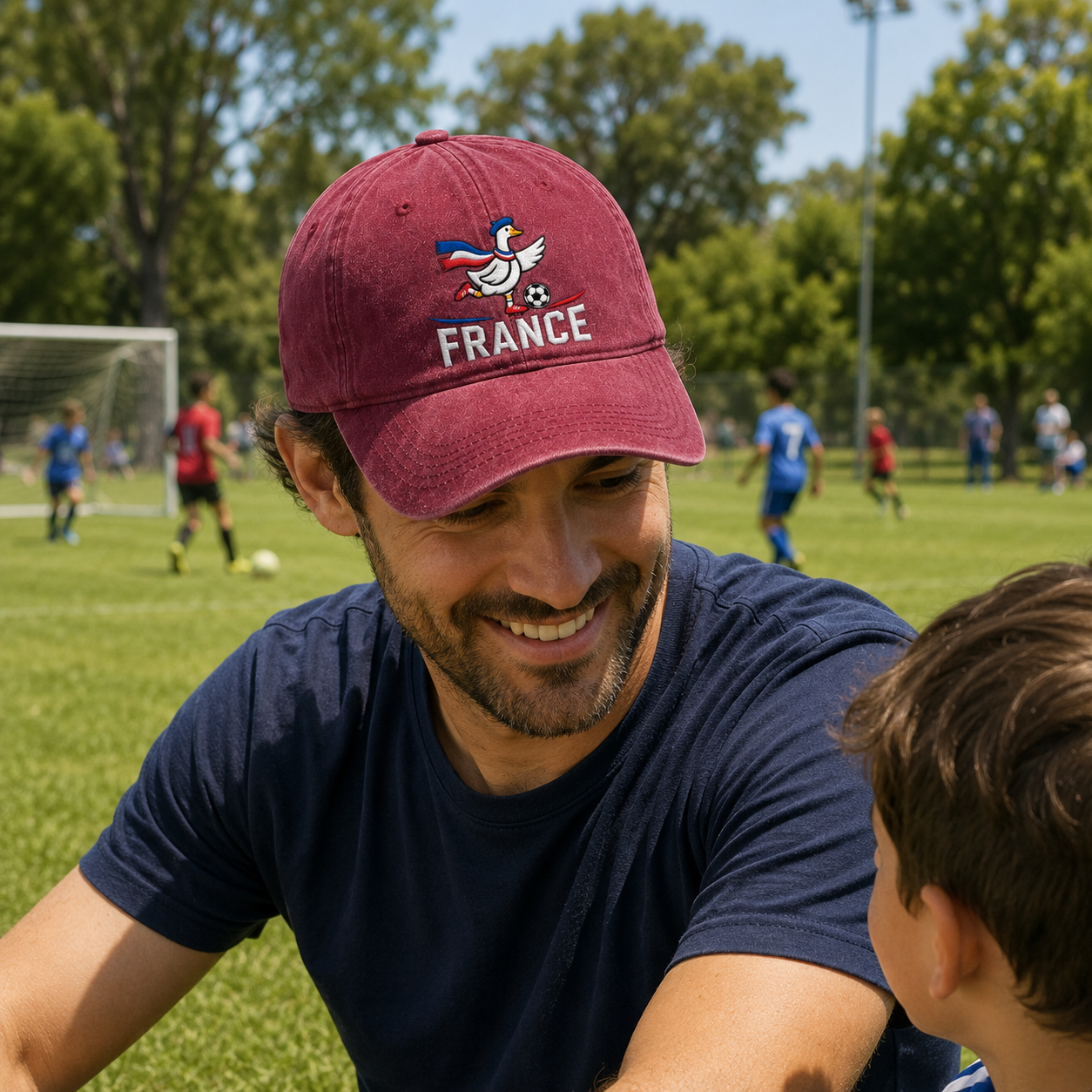 France Soccer Goose Embroidered Washed Cap - Washed Cap - detail