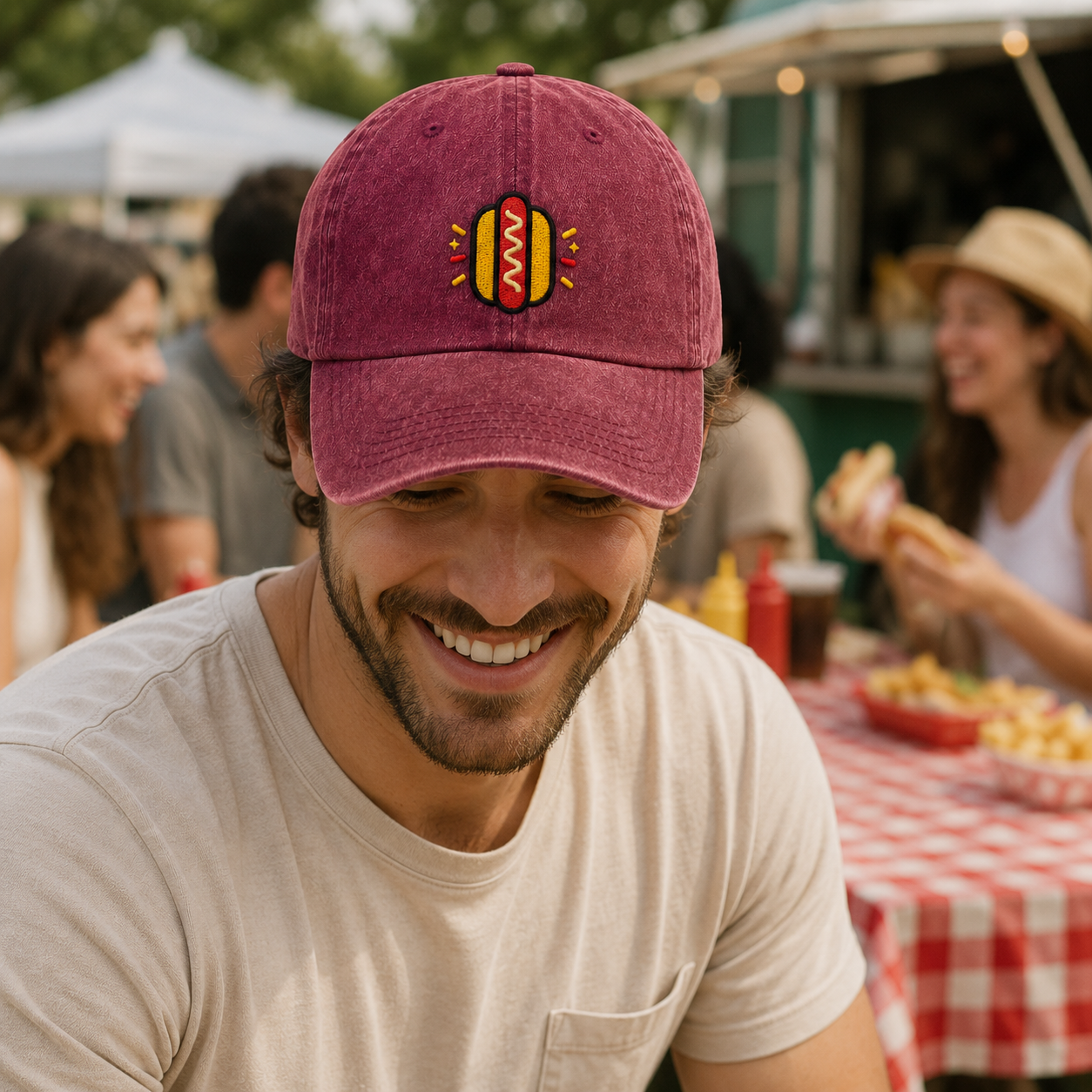 Frank Hot Dog Embroidered Washed Cap - Washed Cap - detail
