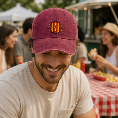 Frank Hot Dog Embroidered Washed Cap - Washed Cap - detail