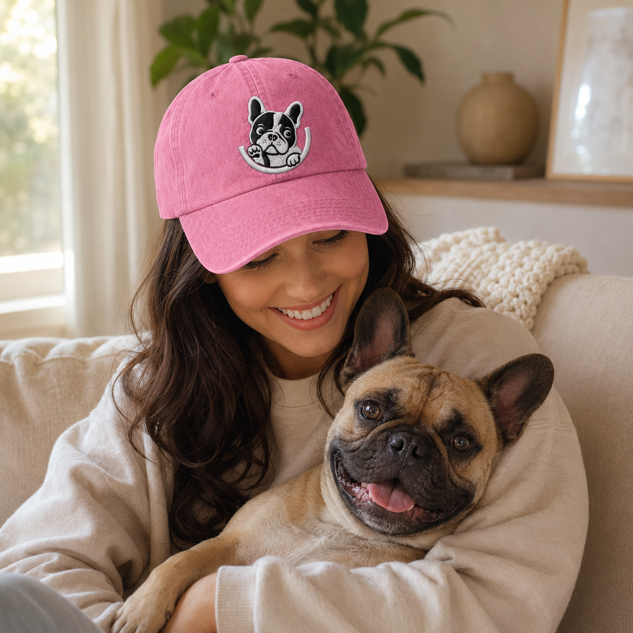 French Bulldog Washed Cap - Washed Cap - alternate angle