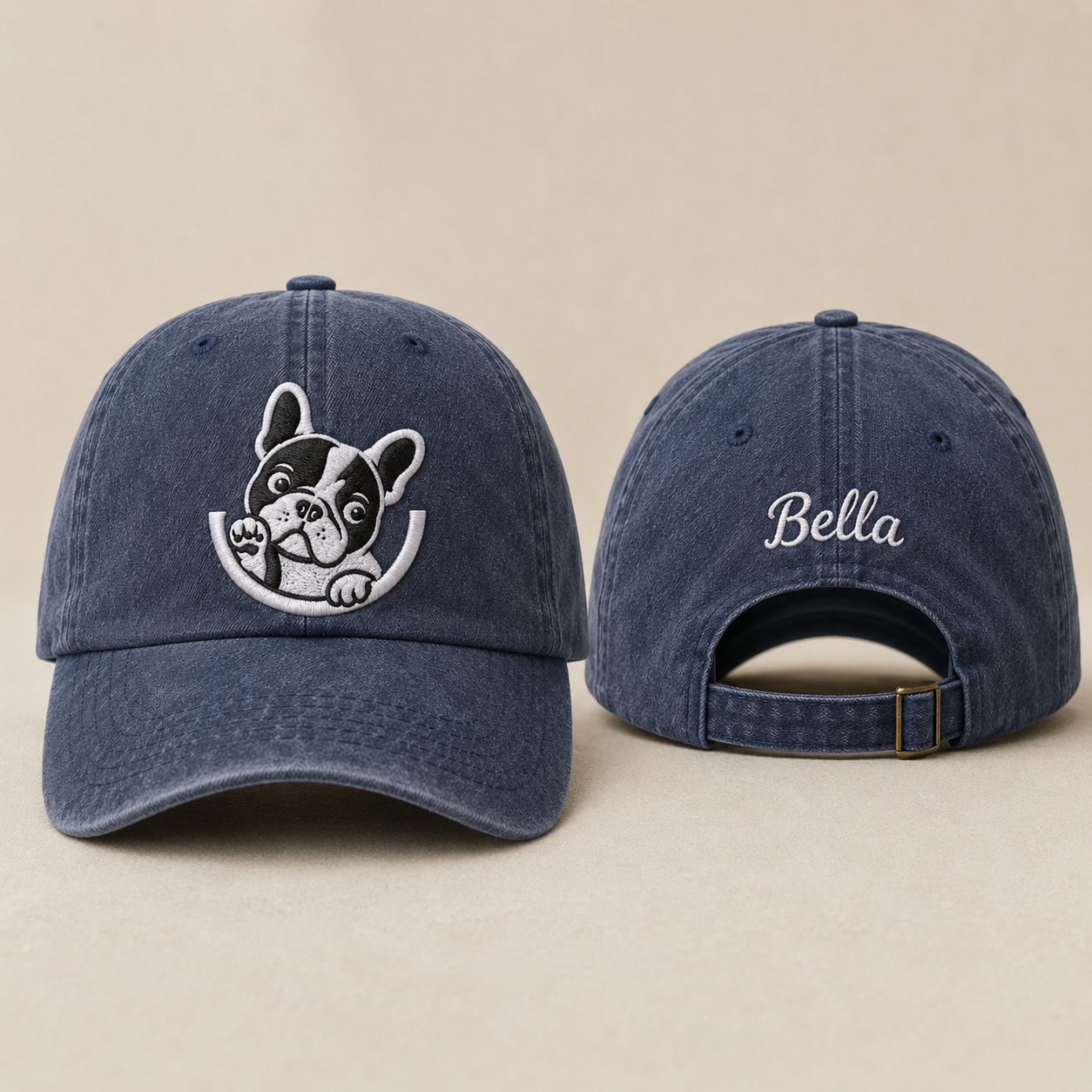 French Bulldog Washed Cap - Washed Cap - front view