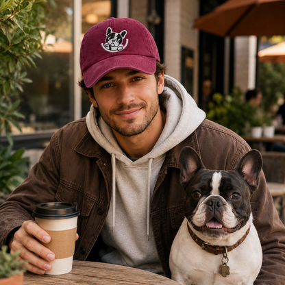 French Bulldog Washed Cap - Washed Cap - lifestyle