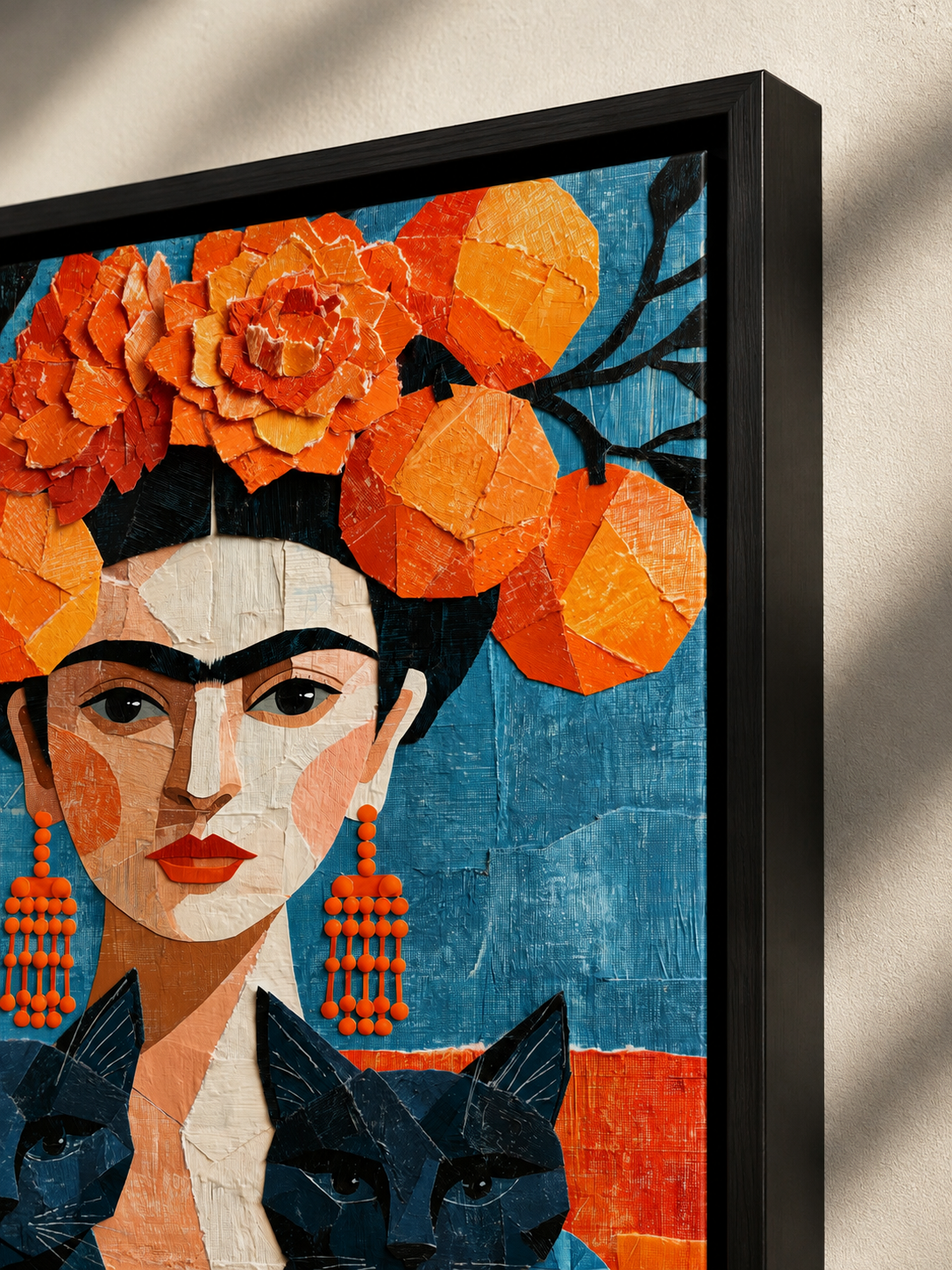 Frida Kahlo-Inspirerat Konsttryck - Wall Art Decor - detail view - frida kahlo inspired poster, teal orange wall art