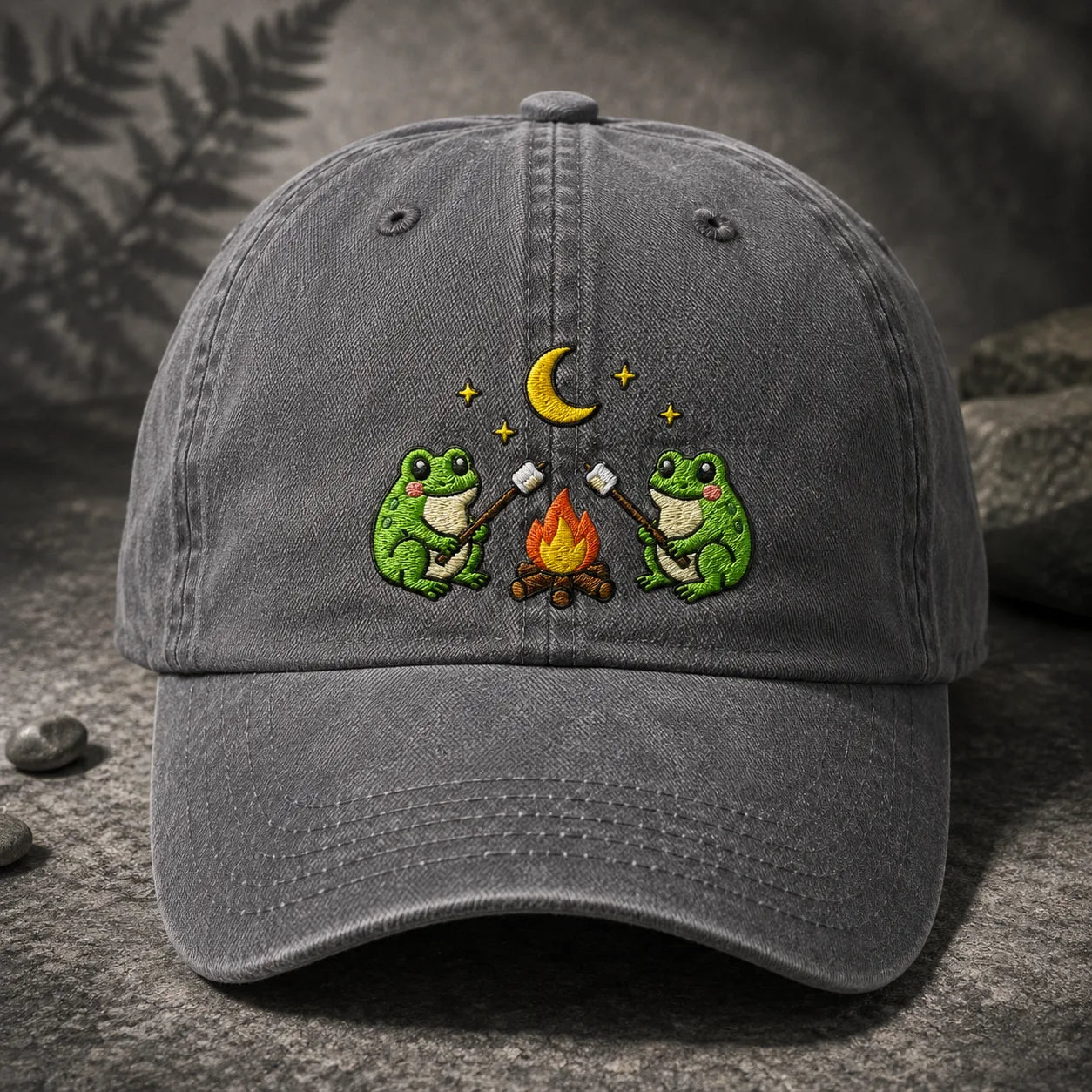 Frog Campfire Washed Cap - washed cap - in use