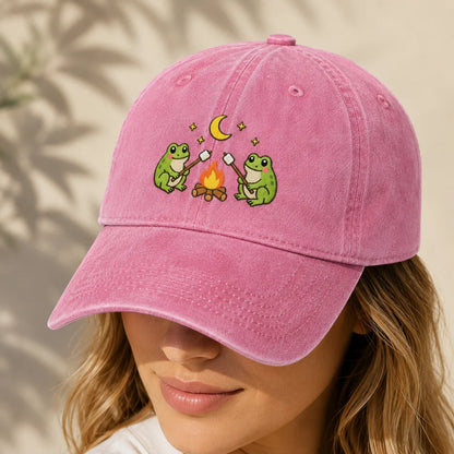Frog Campfire Washed Cap - washed cap - side view