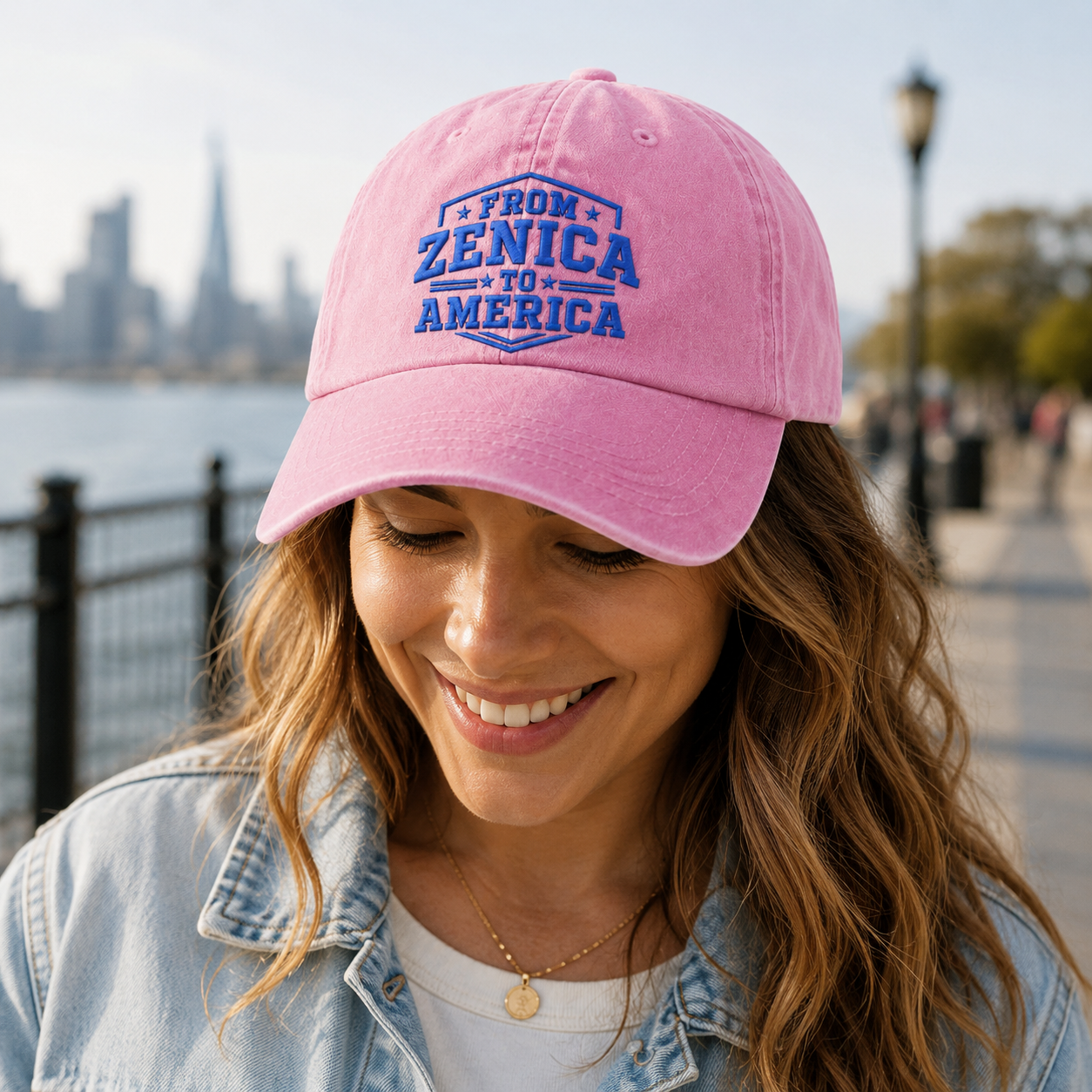 From Zenica To America Embroidered Washed Cap - Washed Cap - alternate angle
