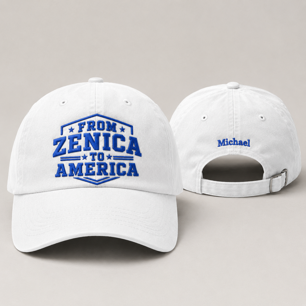 From Zenica To America Embroidered Washed Cap - Washed Cap - front view