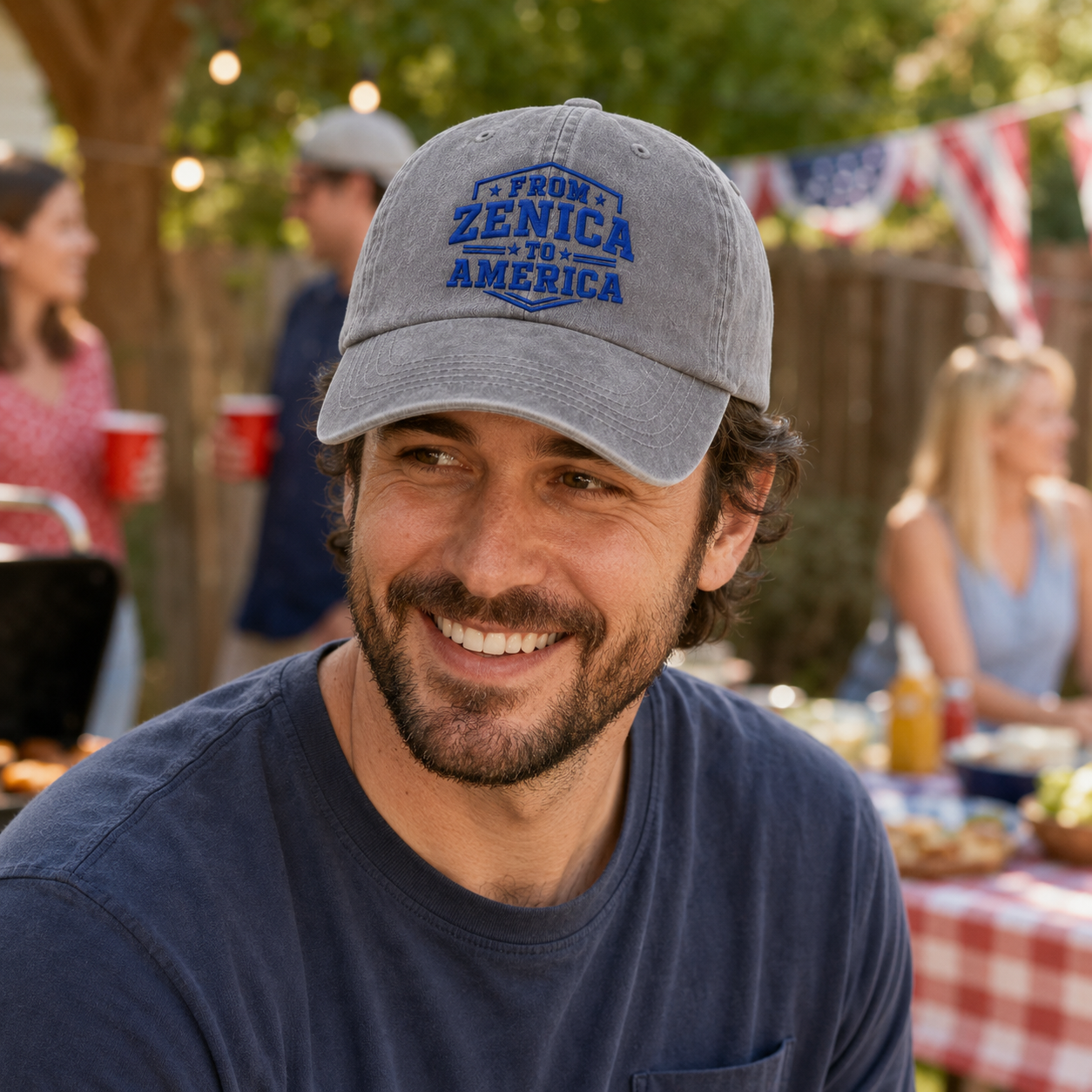 From Zenica To America Embroidered Washed Cap - Washed Cap - lifestyle