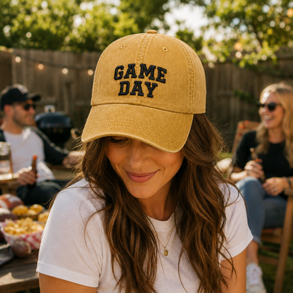 Game Day Embroidered Washed Cap - Washed Cap - detail