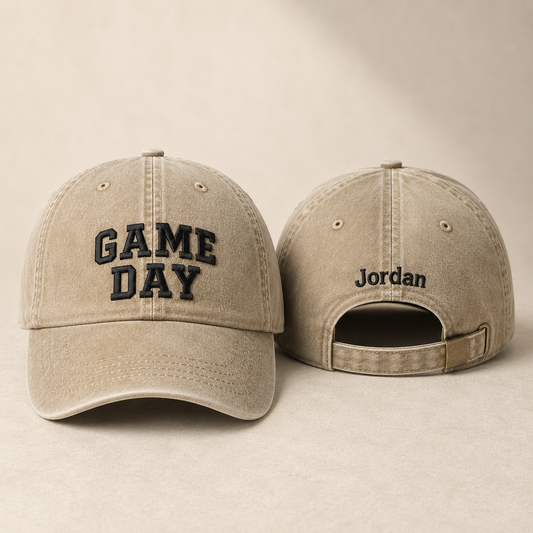Game Day Embroidered Washed Cap - Washed Cap - front view