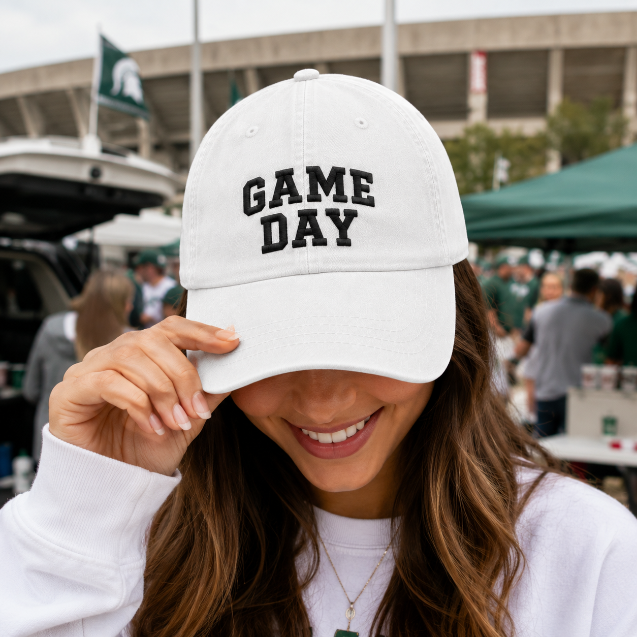 Game Day Embroidered Washed Cap - Washed Cap - side view