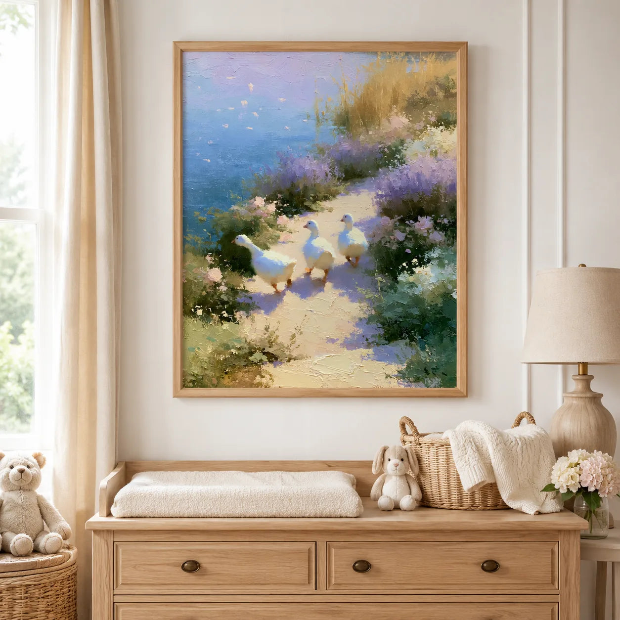 Geese on Garden Path Wall Art Decor - Wall Art Decor - alternate angle