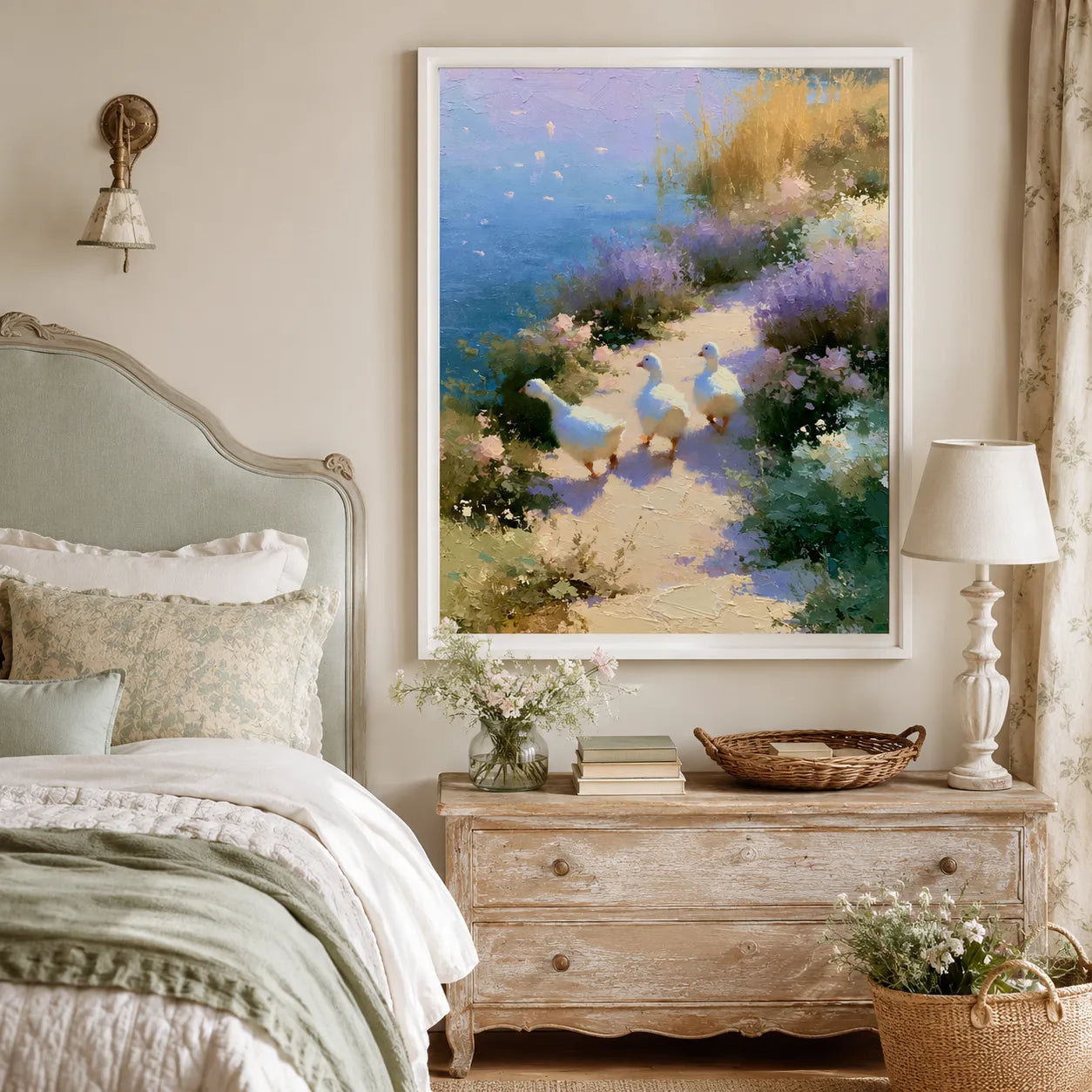 Geese on Garden Path Wall Art Decor - Wall Art Decor - detail