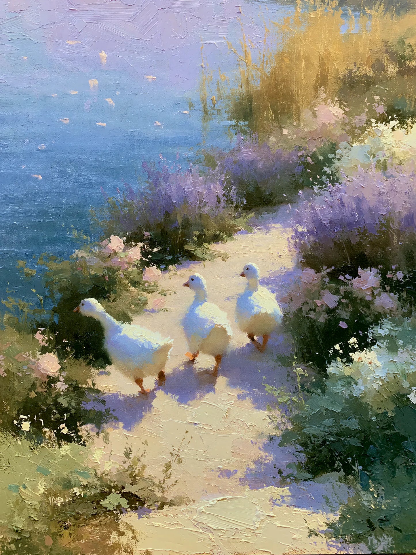 Geese on Garden Path Wall Art Decor - Wall Art Decor - front view
