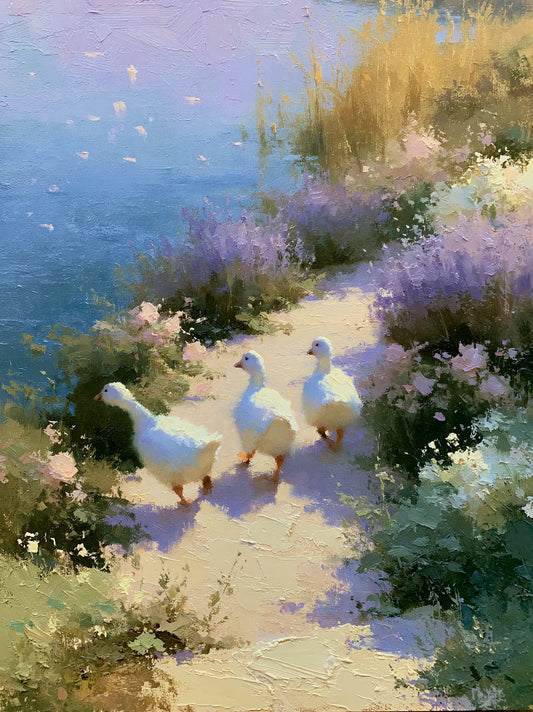 Geese on Garden Path Wall Art Decor - Wall Art Decor - front view