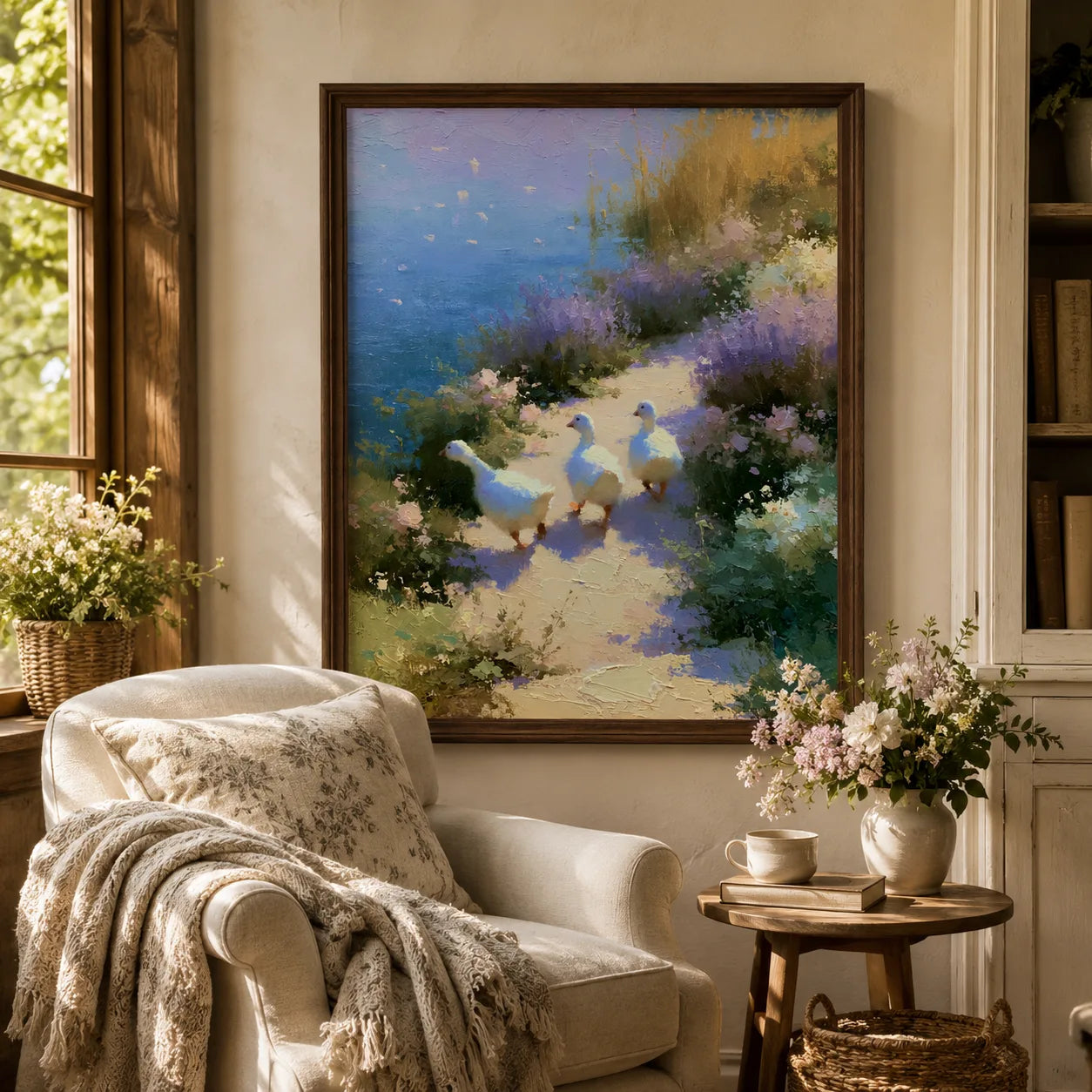 Geese on Garden Path Wall Art Decor - Wall Art Decor - in use