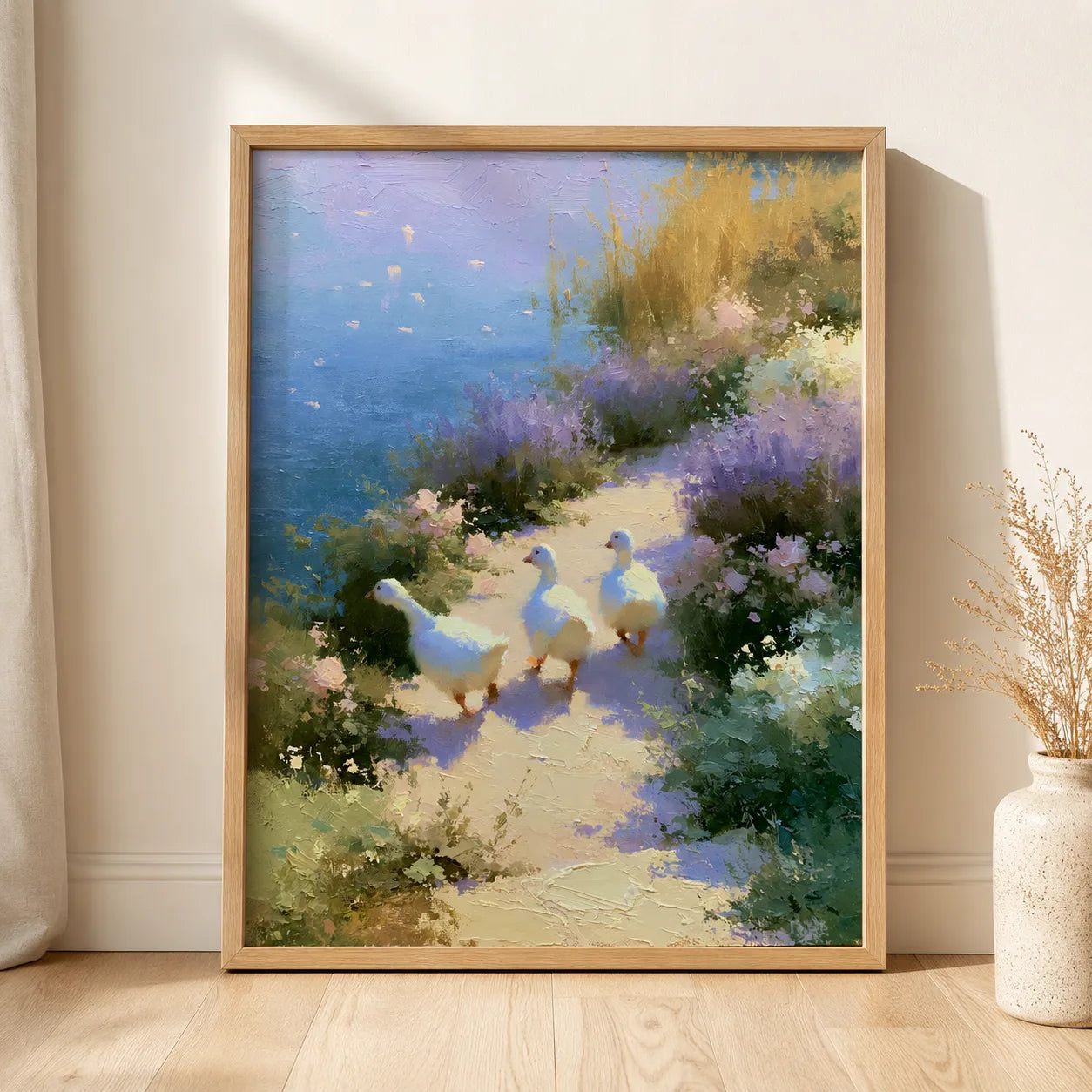 Geese on Garden Path Wall Art Decor - Wall Art Decor - side view
