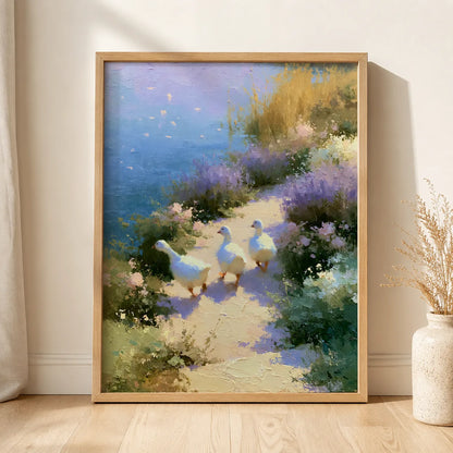 Geese on Garden Path Wall Art Decor - Wall Art Decor - side view