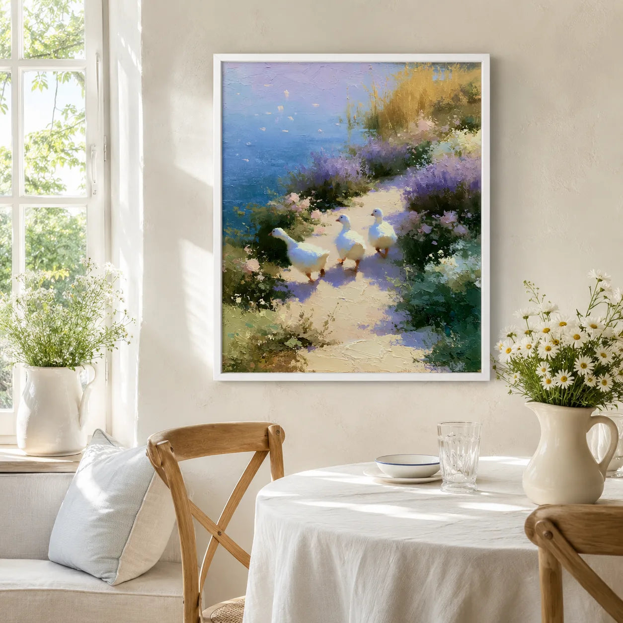 Geese on Garden Path Wall Art Decor - Wall Art Decor - styled