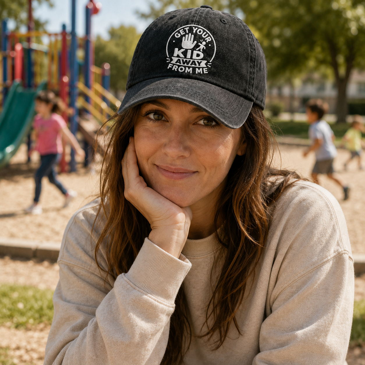 Get Your Kid Away From Me Washed Cap - Washed Cap - side view