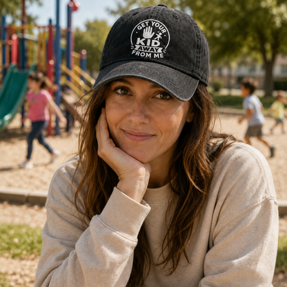 Get Your Kid Away From Me Washed Cap - Washed Cap - side view