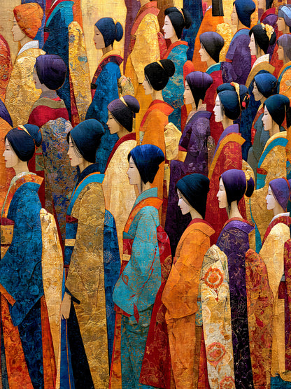 Gilded Procession Wall Art - Wall Art Decor - front view - japandi wall decor, canvas print