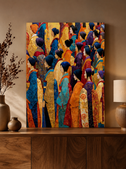 Gilded Procession Wall Art - Wall Art Decor - close-up - japandi wall decor, canvas print