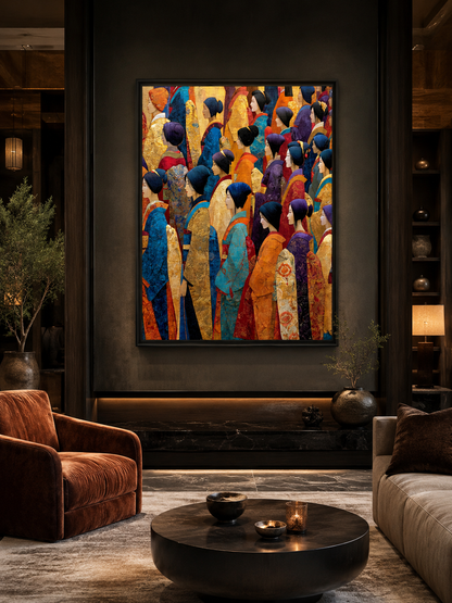 Gilded Procession Wall Art - Wall Art Decor - alternate angle - japandi wall decor, canvas print