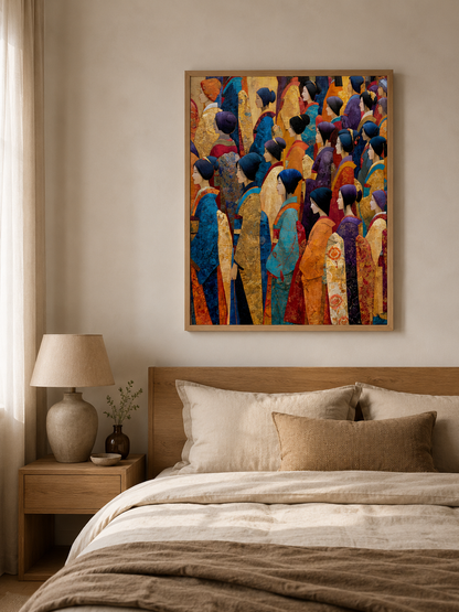 Gilded Procession Wall Art - Wall Art Decor - lifestyle shot - japandi wall decor, canvas print