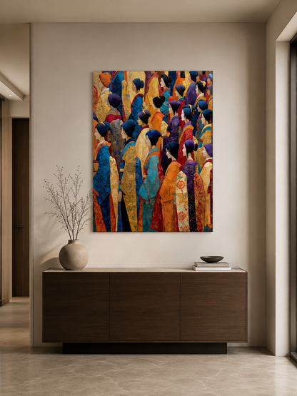 Gilded Procession Wall Art - Wall Art Decor - close-up - japandi wall decor, canvas print